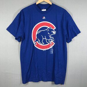 Majestic MLB Chicago Cubs T-Shirt Men's Large Blue Genuine Logo Short Sleeve NWT